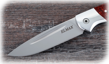 Складной нож Ворон, сталь Elmax, рукоять накладки акрил красный с дюралью Складной нож Ворон, сталь Elmax, рукоять накладки акрил красный с дюралью