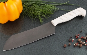 Кухонный нож Шеф №3 сталь Х12МФ, рукоять белый акрил Кухонный нож Шеф №3 сталь Х12МФ, рукоять белый акрил