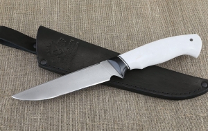 Нож Байкал сталь кованая У8А рукоять акрил белый