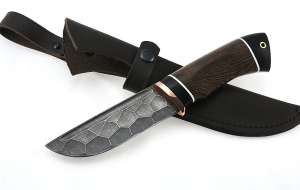 Нож Югра сталь дамаск полный камень рукоять венге-черный граб