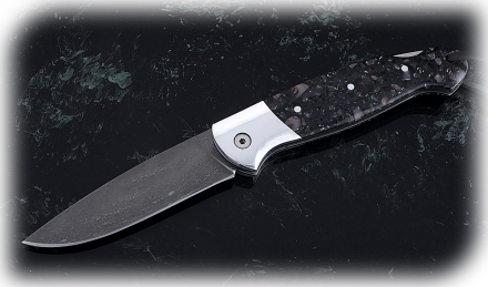 Нож Ворон, складной, сталь Х12МФ, рукоять накладки акрил гранит с дюралью