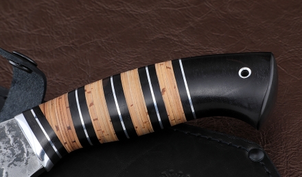 Тяпка №8 сталь 95Х18 (следы ковки), рукоять береста черный граб (зебра)