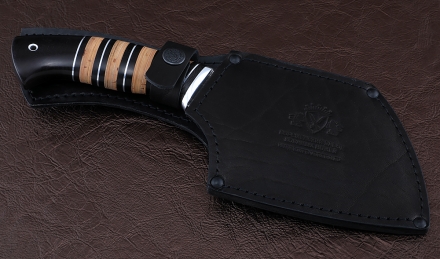 Тяпка №8 сталь 95Х18 (следы ковки), рукоять береста черный граб (зебра)