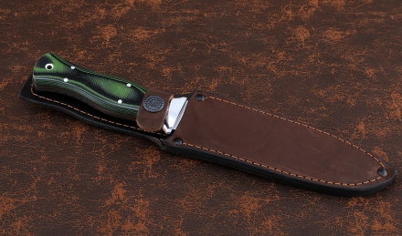 Нож Лидер цельнометаллический, сталь 95х18, рукоять микарта зеленая Нож Лидер цельнометаллический, сталь 95х18, рукоять микарта зеленая