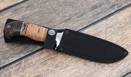 Нож охотничий "Лидер" сталь кованая х12мф, рукоять береста 