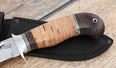 Нож охотничий "Лидер" сталь кованая х12мф, рукоять береста 