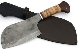 Тяпка №2 сталь У8А, рукоять береста дюраль