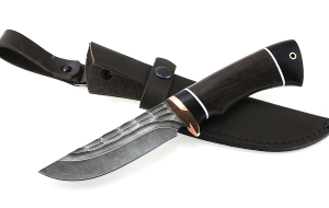 Нож Универсал сталь дамаск-камень рукоять венге-черный граб Нож Универсал сталь дамаск-камень рукоять венге-черный граб