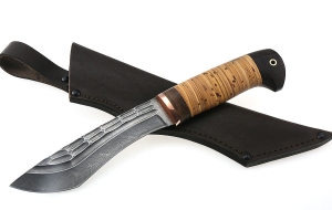 Нож Каратель сталь дамаск камень рукоять береста Нож Каратель сталь дамаск камень рукоять береста