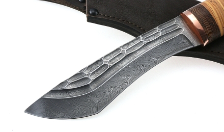 Нож Каратель сталь дамаск камень рукоять береста Нож Каратель сталь дамаск камень рукоять береста