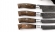 Набор ножей; Шеф в подставке из венге + карельская береза, сталь дамаск ламинированный, рукоять карельская береза стабилизированная коричневая