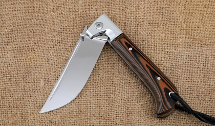 Нож складной Пчак сталь S390 накладки микарта оранжевая Нож складной Пчак сталь S390 накладки микарта оранжевая