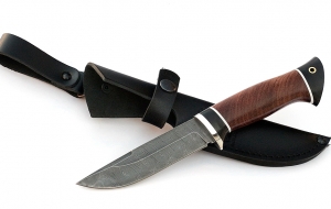 Нож Снегирь сталь дамаск, рукоять бубинга-черный граб Нож Снегирь сталь дамаск, рукоять бубинга-черный граб