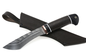 Нож Каратель сталь дамаск камень рукоять венге черный граб