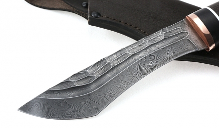 Нож Каратель сталь дамаск камень рукоять венге черный граб Нож Каратель сталь дамаск камень рукоять венге черный граб