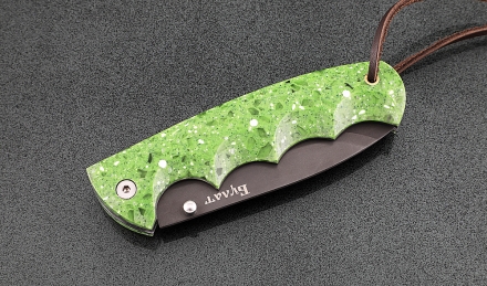 Складной нож Носорог, сталь булат, рукоять накладки акрил зеленый