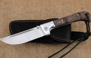 Нож складной Пчак сталь Х12МФ накладки карельская береза коричневая Нож складной Пчак сталь Х12МФ накладки карельская береза коричневая