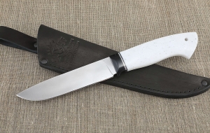 Нож Ягуар сталь кованая У8А  рукоять акрил белый Нож Ягуар сталь кованая У8А  рукоять акрил белый