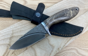 Нож Барсук сталь х12мф рукоять кап клена стабилизированный коричневый