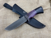 Нож Карась сталь х12мф, рукоять стабилизированная карельская береза фиолетовая-черный граб (распродажа)