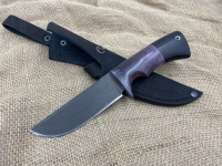Нож Карась сталь х12мф, рукоять стабилизированная карельская береза фиолетовая-черный граб (распродажа)