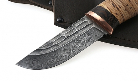 Нож Заяц сталь дамаск камень рукоять береста