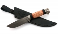 Нож Нерка сталь булат, рукоять черный граб-карельская береза, мельхиор - IMG_4522.jpg