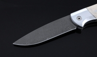 Нож Ворон, складной, сталь Х12МФ, рукоять накладки акрил белый с дюралью - Нож Ворон, складной, сталь Х12МФ, рукоять накладки акрил белый с дюралью