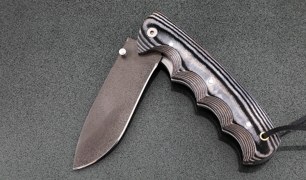 Складной нож Носорог, сталь Х12МФ, рукоять накладки микарта белая Складной нож Носорог, сталь Х12МФ, рукоять накладки микарта белая