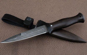 Нож Фаворит сталь дамаск, рукоять и ножны черный граб Нож Фаворит сталь дамаск, рукоять и ножны черный граб