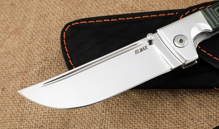 Нож складной Пчак сталь Elmax накладки микарта зеленая