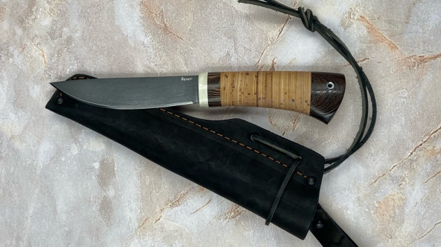 Нож Якут-2 малый булат без дола рукоять береста (распродажа) 