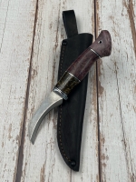Нож Грибной сталь sandvik,  рукоять акрил коричневый и карельская береза розовая (распродажа) 