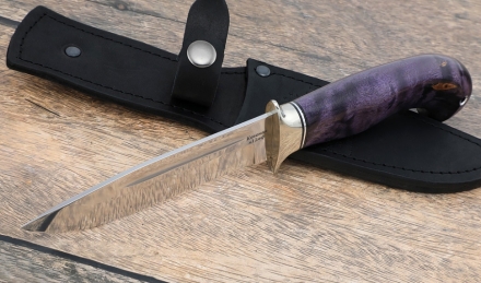 Нож "Лидер" сталь кованая х12мф рукоять карельская береза фиолетовая