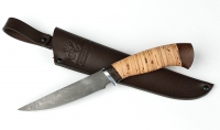 Нож Филейка малая сталь дамаск, рукоять береста дюраль - _MG_4992.jpg