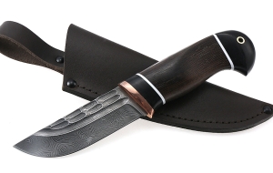 Нож Заяц сталь дамаск камень рукоять венге черный граб