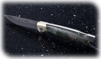 Нож Лиса, складной, сталь булат, рукоять накладки карельская береза стабилизированная изумруд - Нож Лиса, складной, сталь булат, рукоять накладки карельская береза стабилизированная изумруд