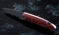 Нож Ворон, складной, сталь Х12МФ, рукоять накладки акрил красный - Нож Ворон, складной, сталь Х12МФ, рукоять накладки акрил красный