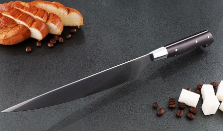 Нож Шеф №8 сталь 95Х18, рукоять черный граб с дюралью