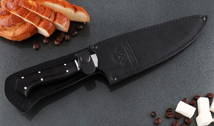 Нож Шеф №8 сталь 95Х18, рукоять черный граб с дюралью