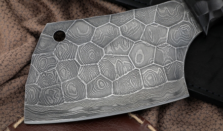 Тяпка №5 сталь дамаск полный камень, рукоять черный граб камень Тяпка №5 сталь дамаск полный камень, рукоять черный граб камень