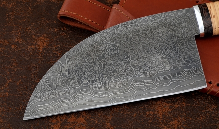 Нож Сербский сталь дамаск, рукоять береста