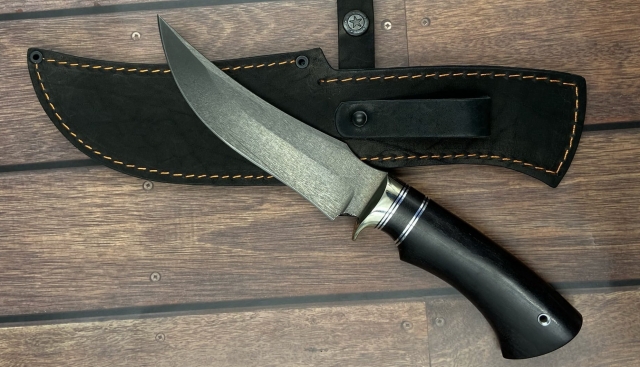 Нож Бобр Х12МФ, рукоять черный граб, мельхиор (распродажа) 