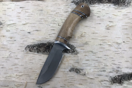 Нож Хаска сталь Х12МФ стабилизированная карельская береза коричневая (распродажа) 
