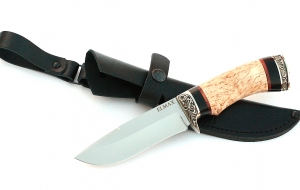 Нож Корсак сталь ELMAX , рукоять карельская береза-черный граб,мельхиор Нож Корсак сталь ELMAX , рукоять карельская береза-черный граб,мельхиор