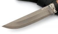 Нож Охотник сталь булат рукоять береста-черный граб, мельхиор - IMG_4641.jpg