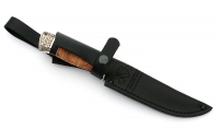 Нож Охотник сталь булат рукоять береста-черный граб, мельхиор - IMG_4644.jpg