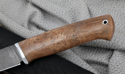 Нож Пантера сталь дамаск, рукоять карельская береза коричневая Нож Пантера сталь дамаск, рукоять карельская береза коричневая