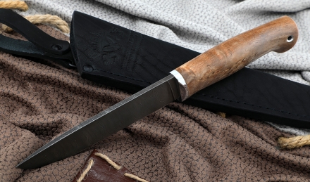 Нож Пантера сталь дамаск, рукоять карельская береза коричневая Нож Пантера сталь дамаск, рукоять карельская береза коричневая