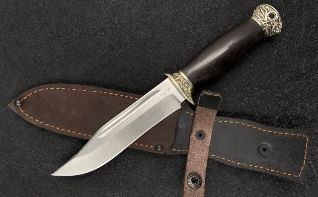 Нож Дельфин S390 Bohler, рукоять черный граб, мельхиор (распродажа) 